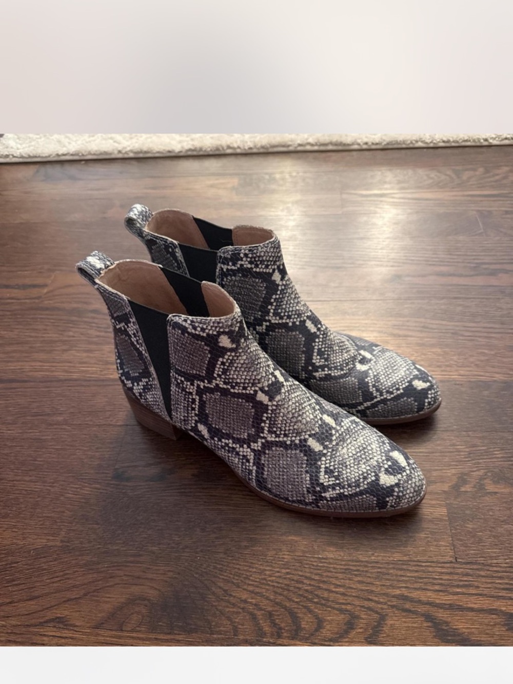 Madewell Snake-Print Chelsea Ankle Boots - Black and Gray